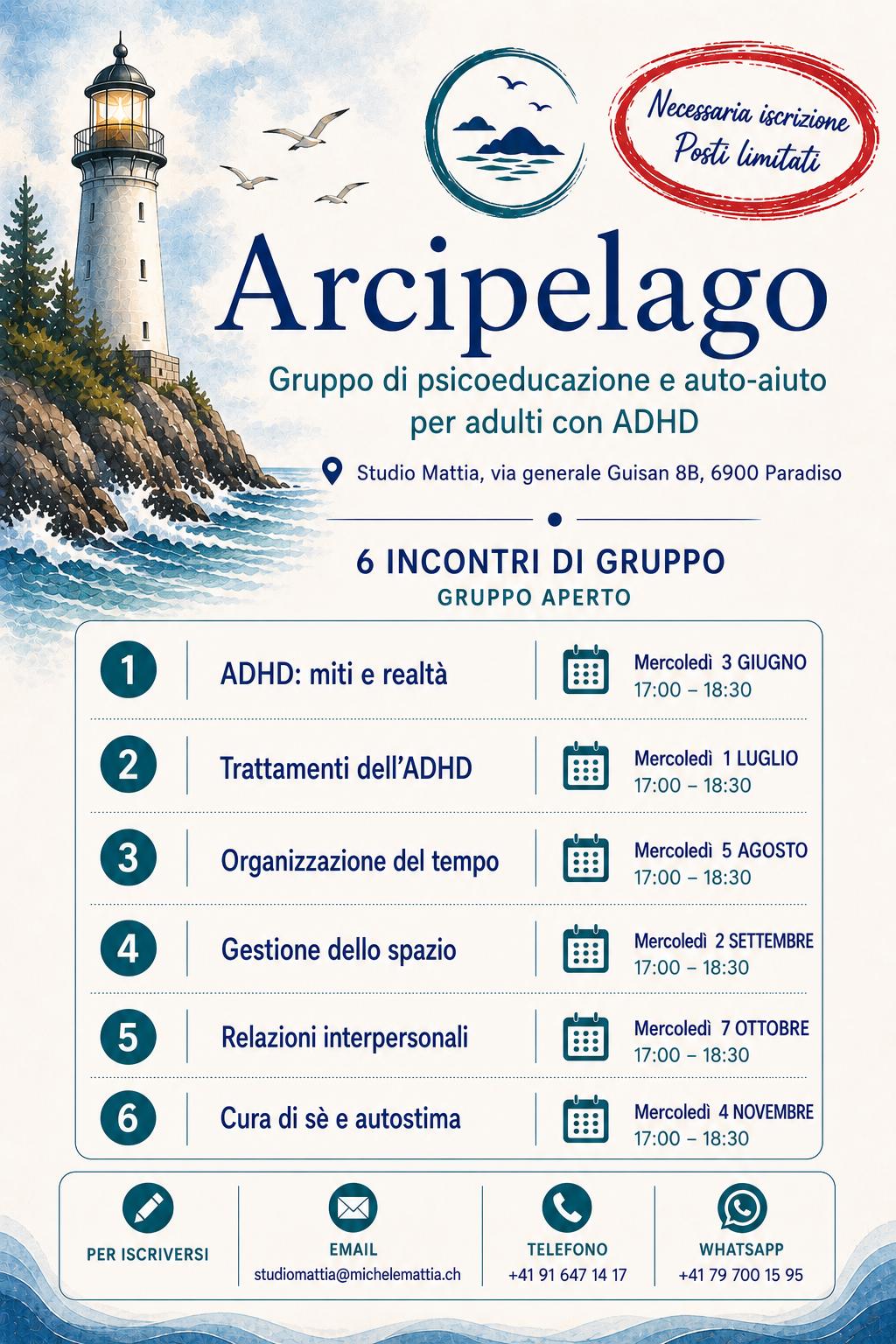 Locandina Arcipelago — gruppo di psicoeducazione e auto-aiuto per adulti con ADHD