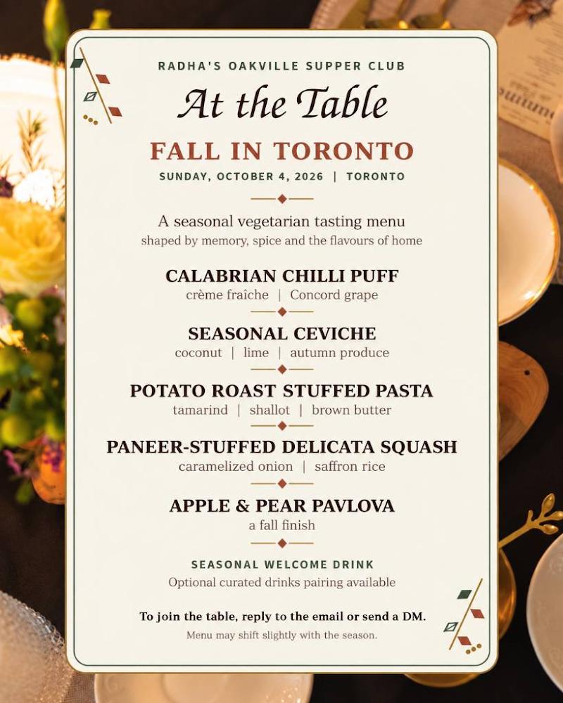 At the Table — Fall in Toronto menu