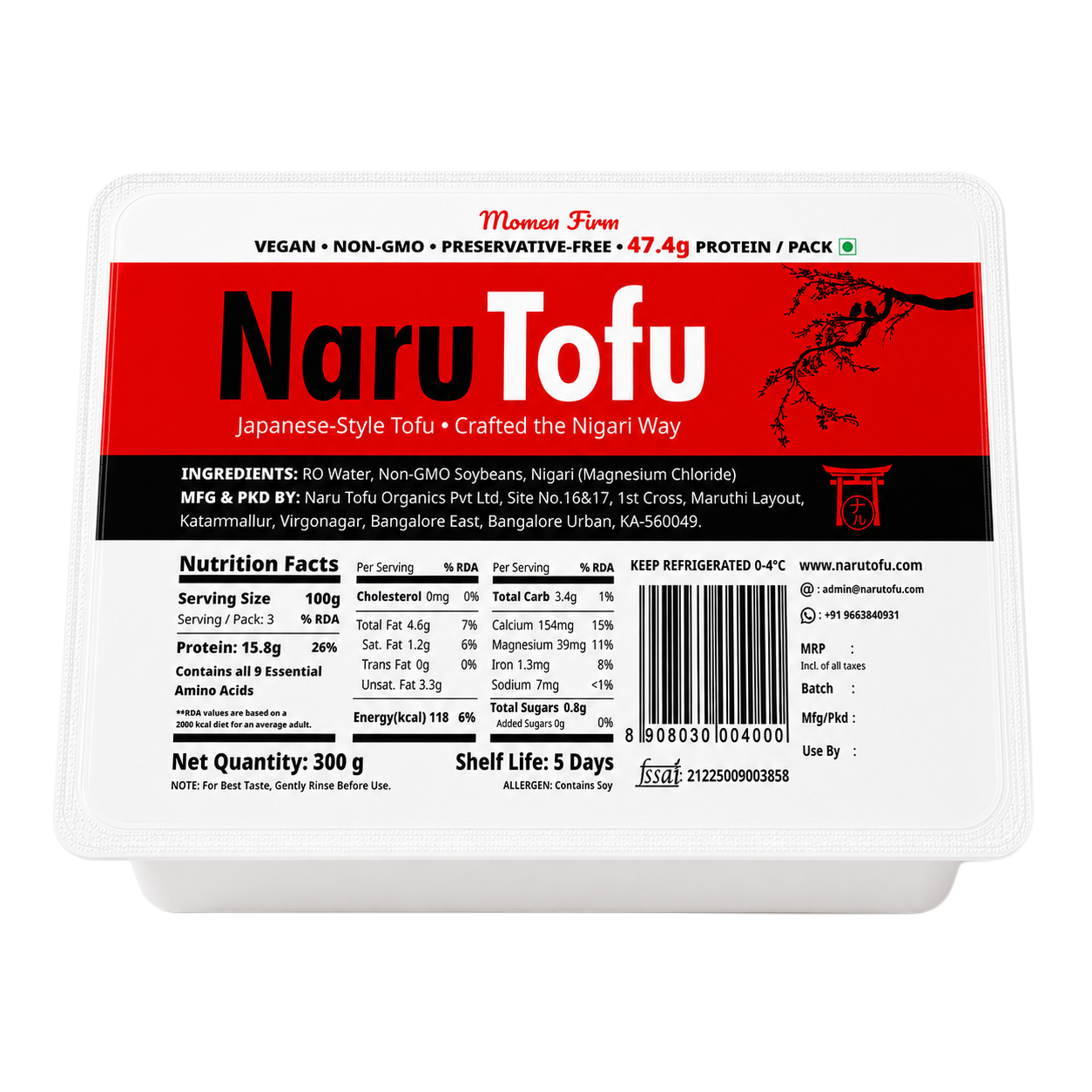 Naru Tofu - Momen Firm Tofu 300g Packaging