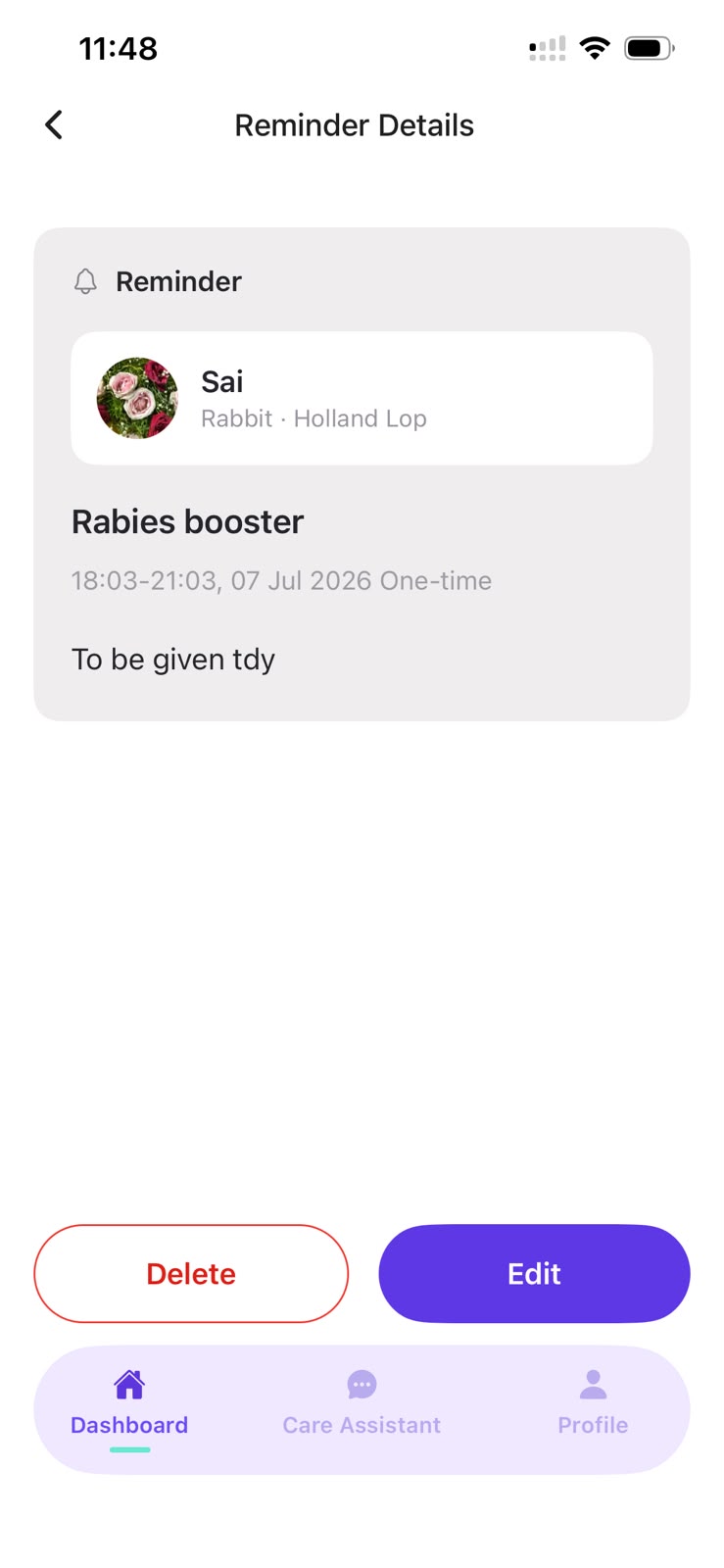 View the reminder details — you’ll be notified when it’s due