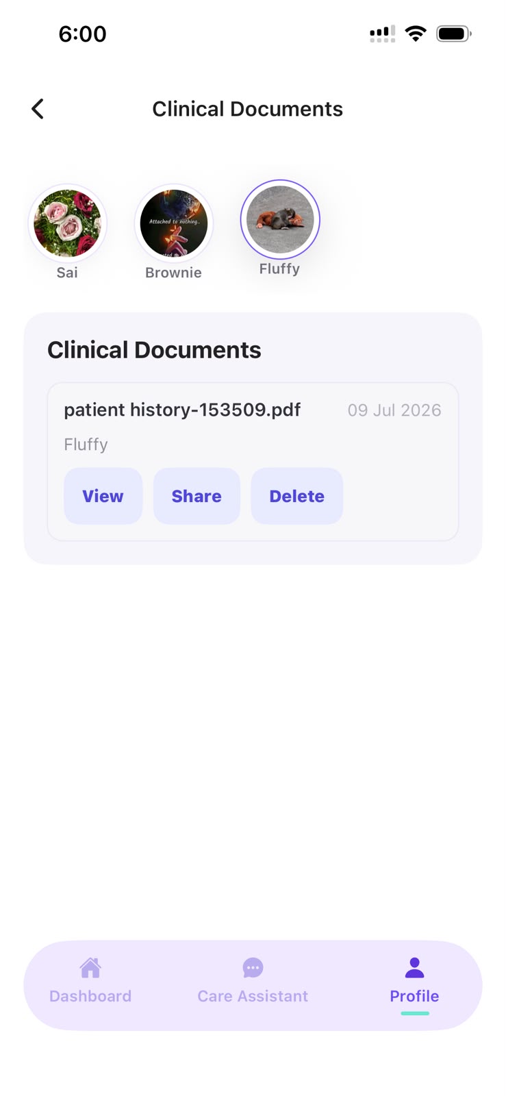 Documents are stored under Clinical Documents