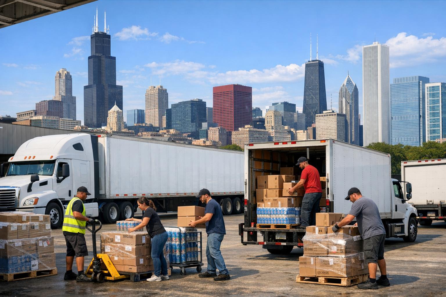 Blacklivery Freight team loading trucks in Chicago