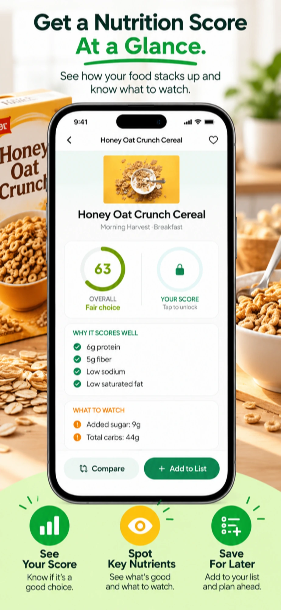 NutriSpecs nutrition score screen