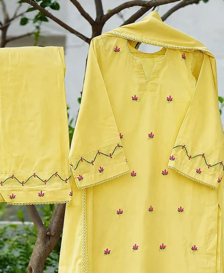 Yellow WOMERA Pure Cotton Handmade Suit