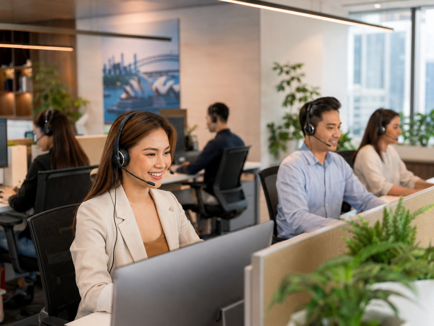 Professional customer service team supporting renewable energy projects