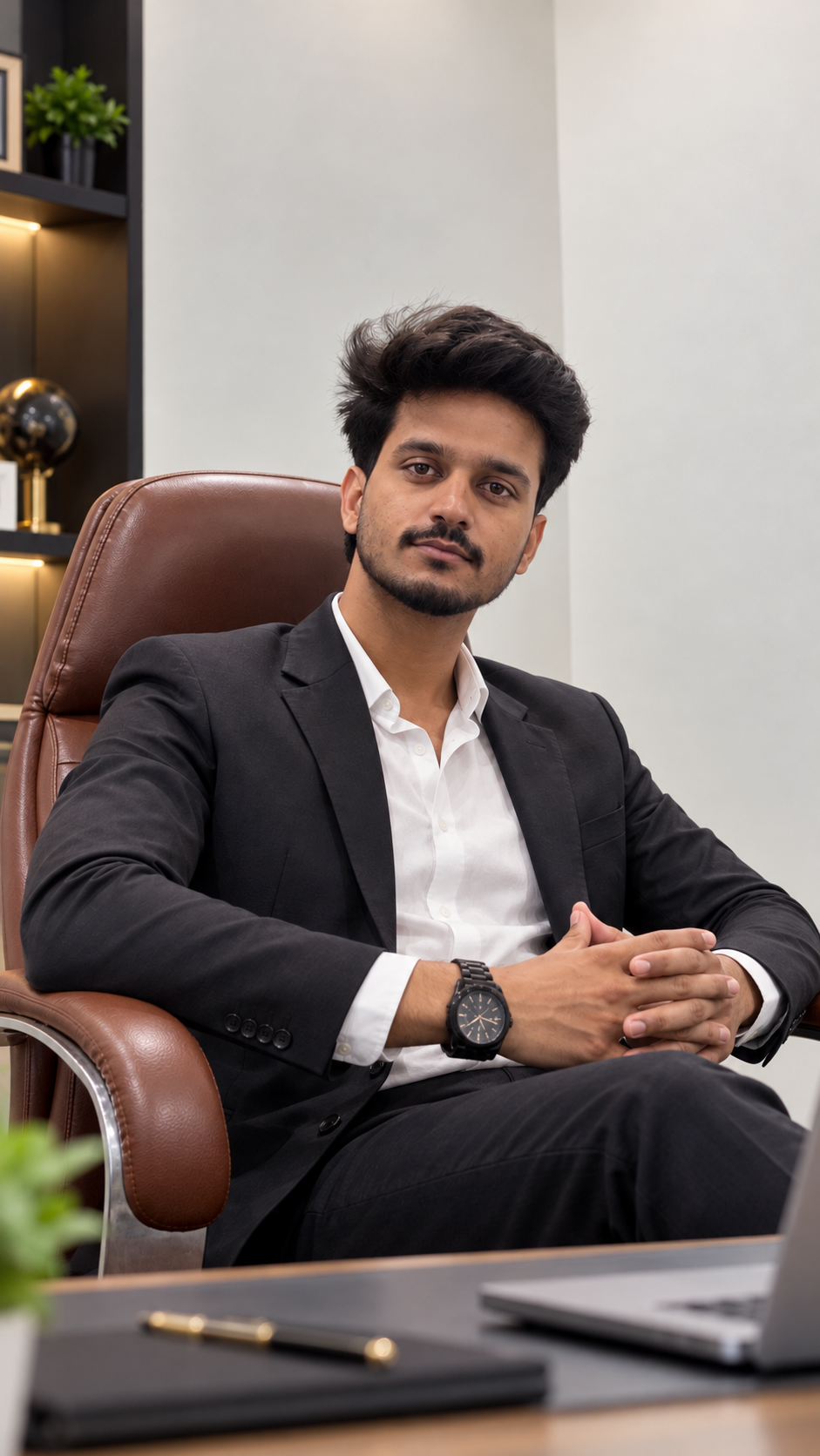 Piyush Chawla, founder of Pookie4U, seated in a black blazer at his office desk