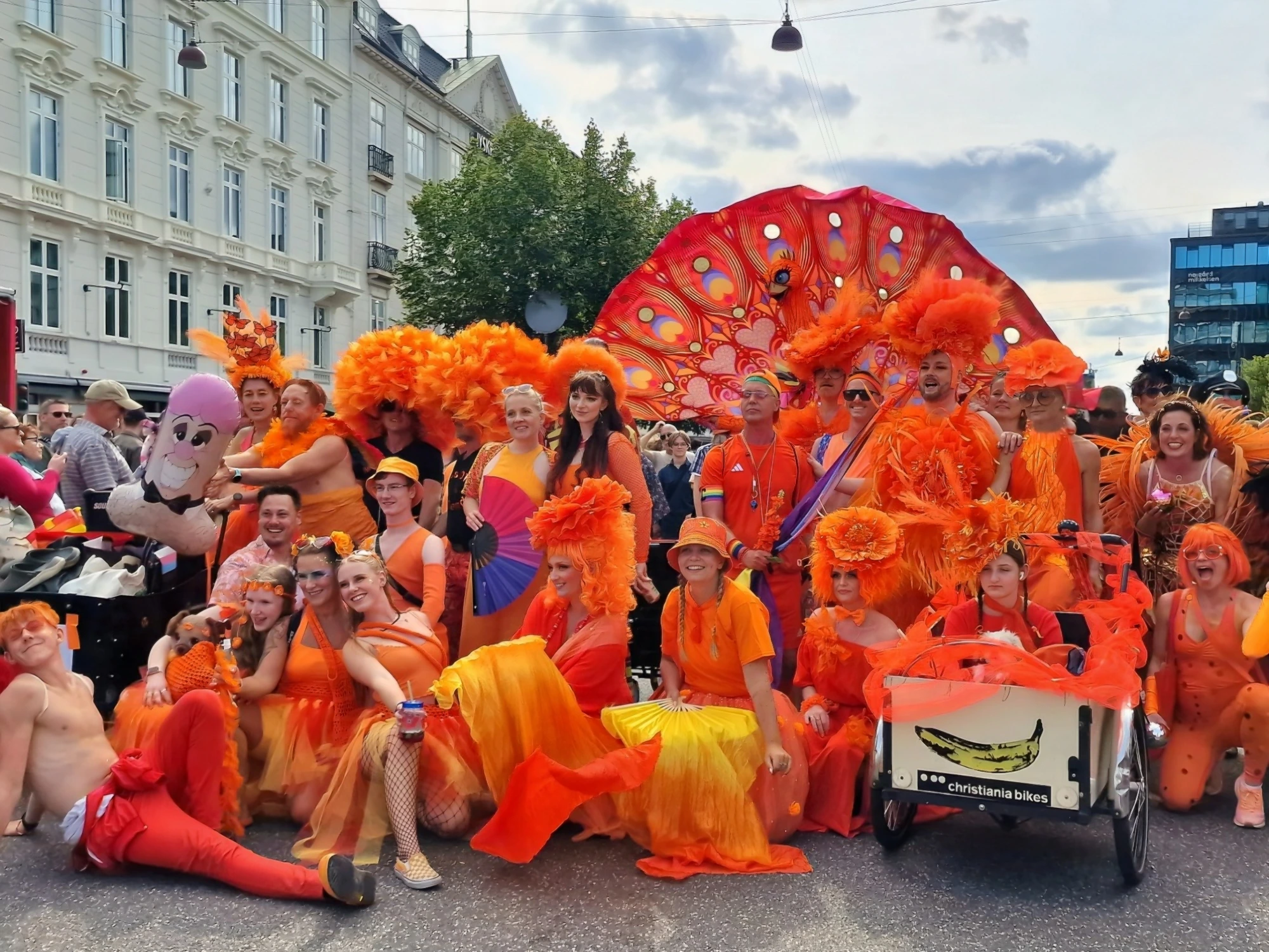 The orange crew at the Copenhagen Pride parade in August