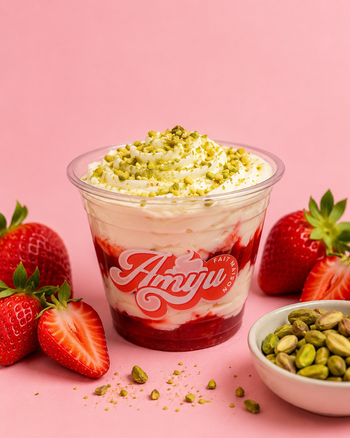 Tiramisu Fraise Pistache — dessert artisanal fait maison Amyu, Carcassonne