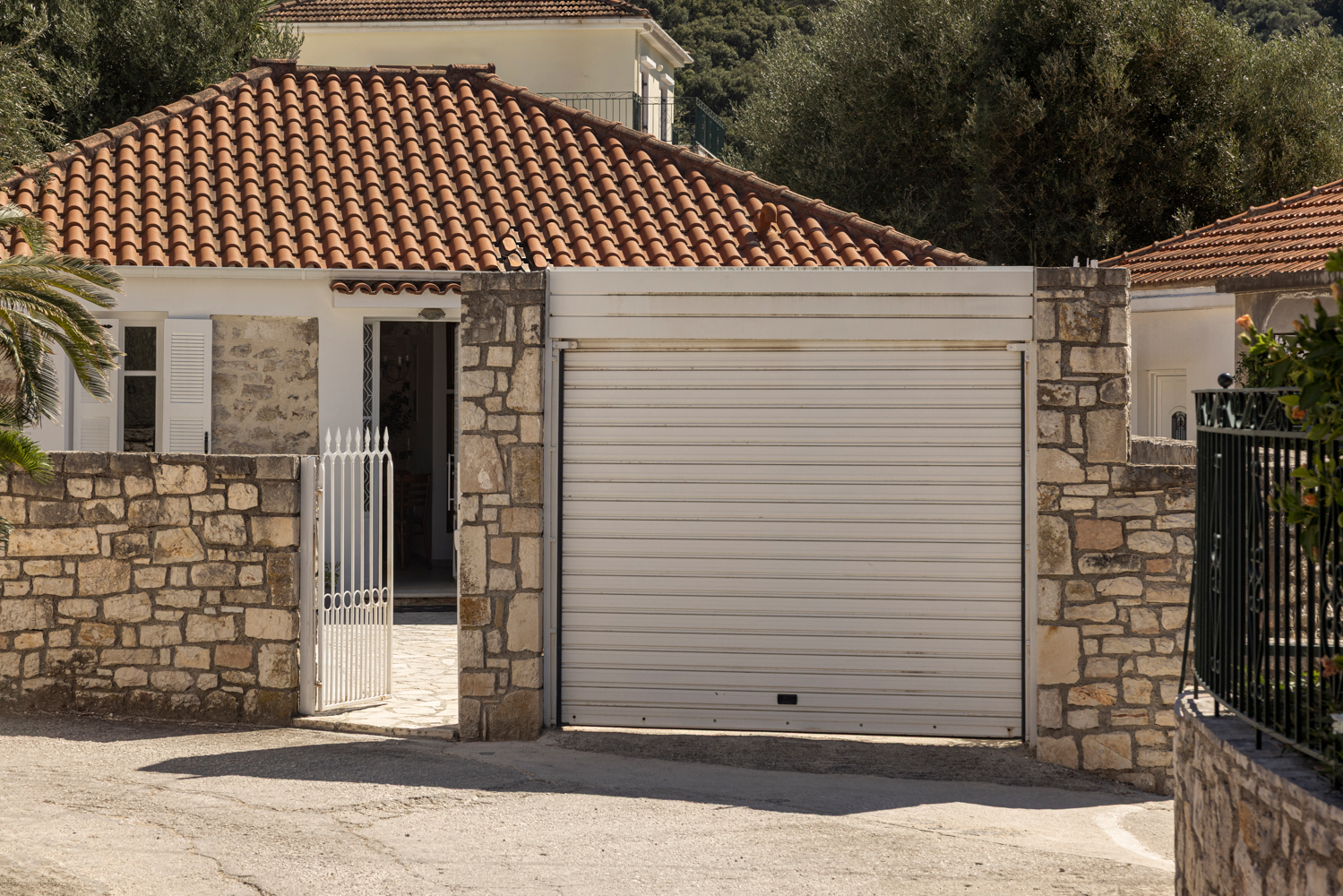 Entrance to the villa from a quiet Kioni lane