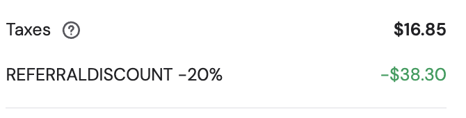 Step 3 — REFERRALDISCOUNT -20% breakdown in the Hostinger order summary