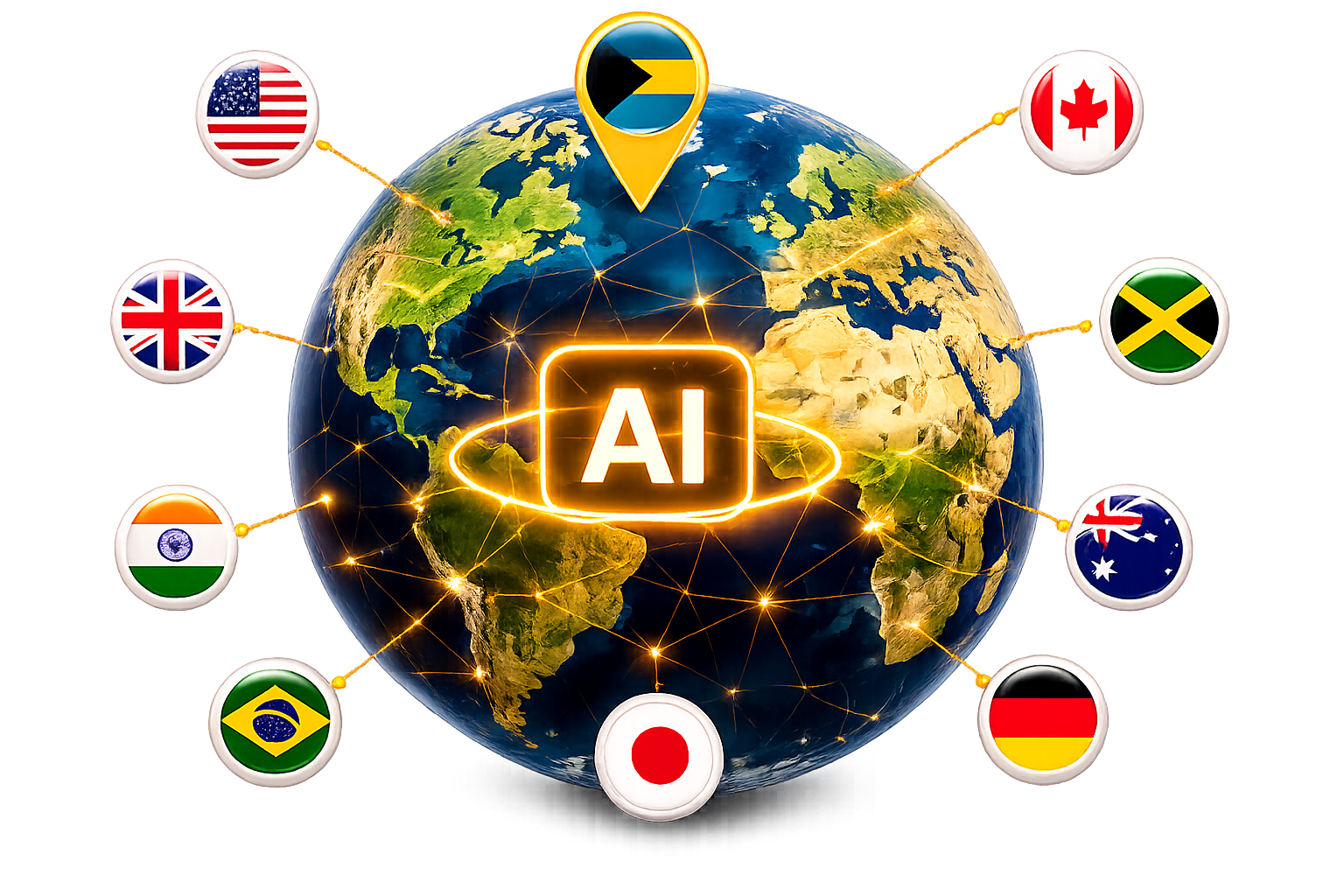 AI analyzing countries worldwide