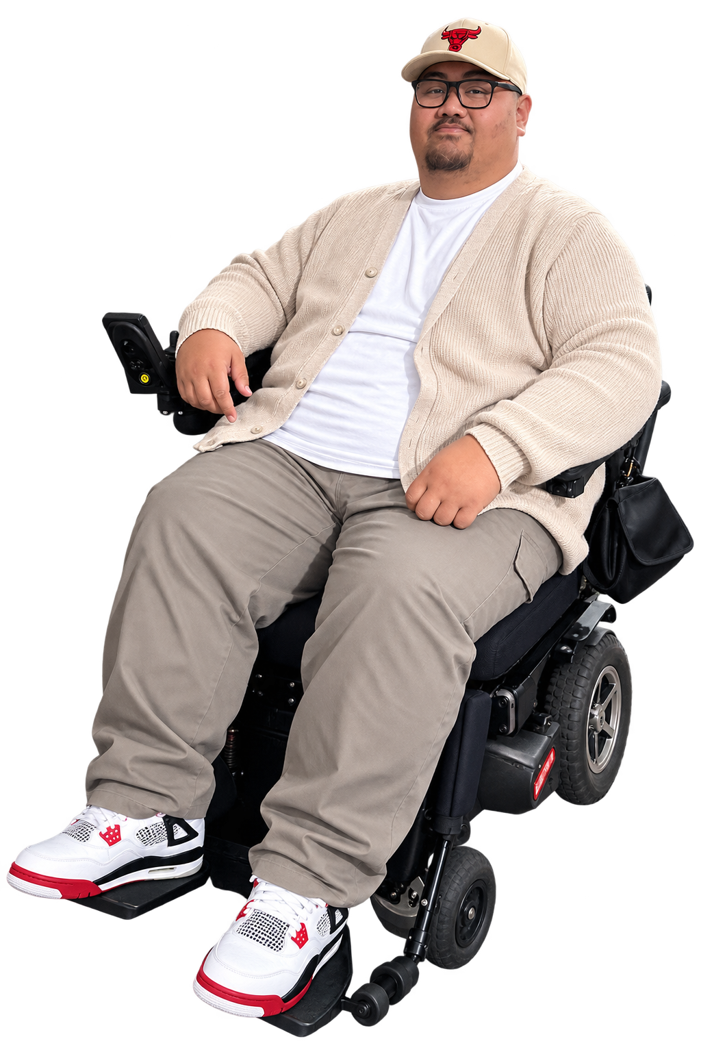 Kiki Savili, Founder of Aiga Enable, seated in a power wheelchair