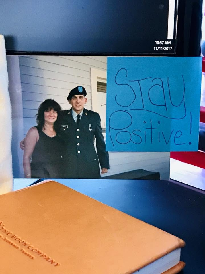 Greg in dress uniform with his mom — 'Stay Positive!'