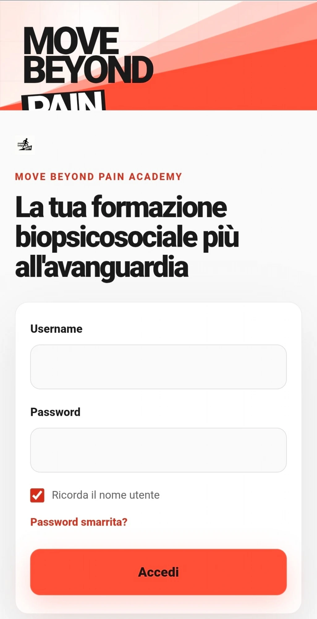 Portale Move Beyond Pain Academy