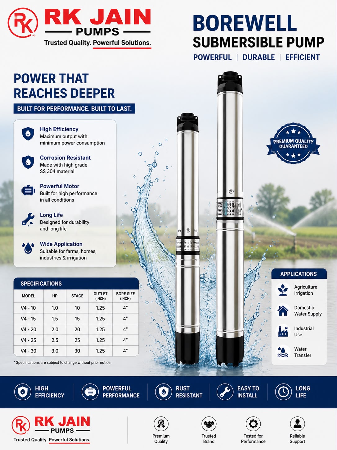 V4 Borewell Submersible Pump — full brochure
