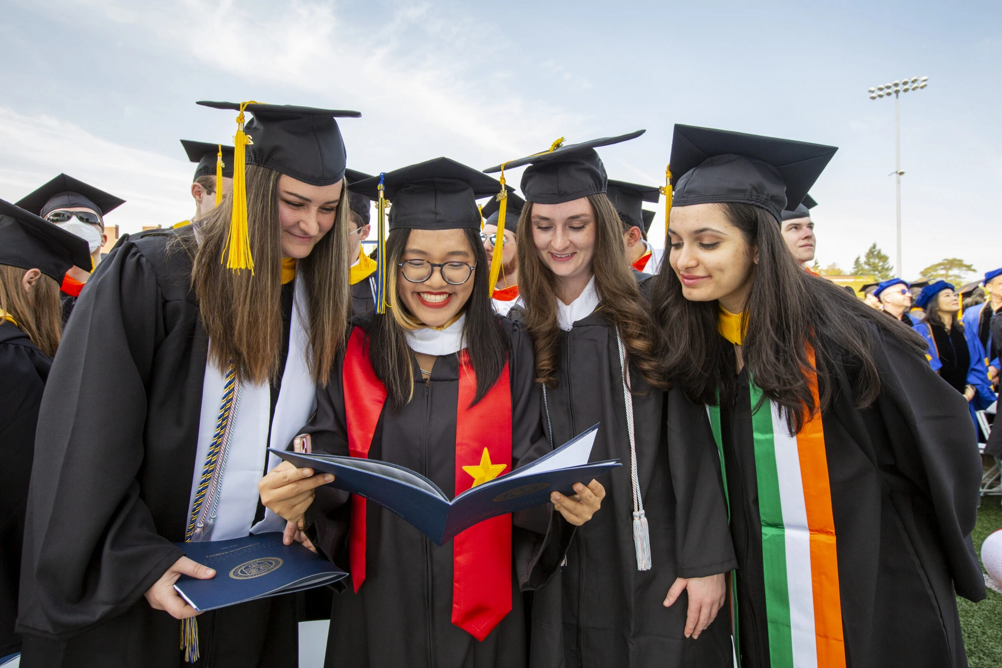 International students collaborating on campus