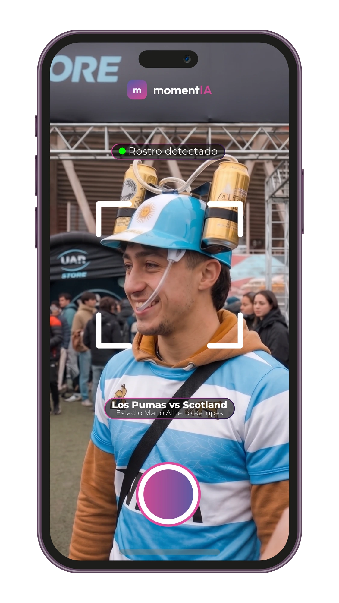 Mockup momentIA — Subís tus fotos
