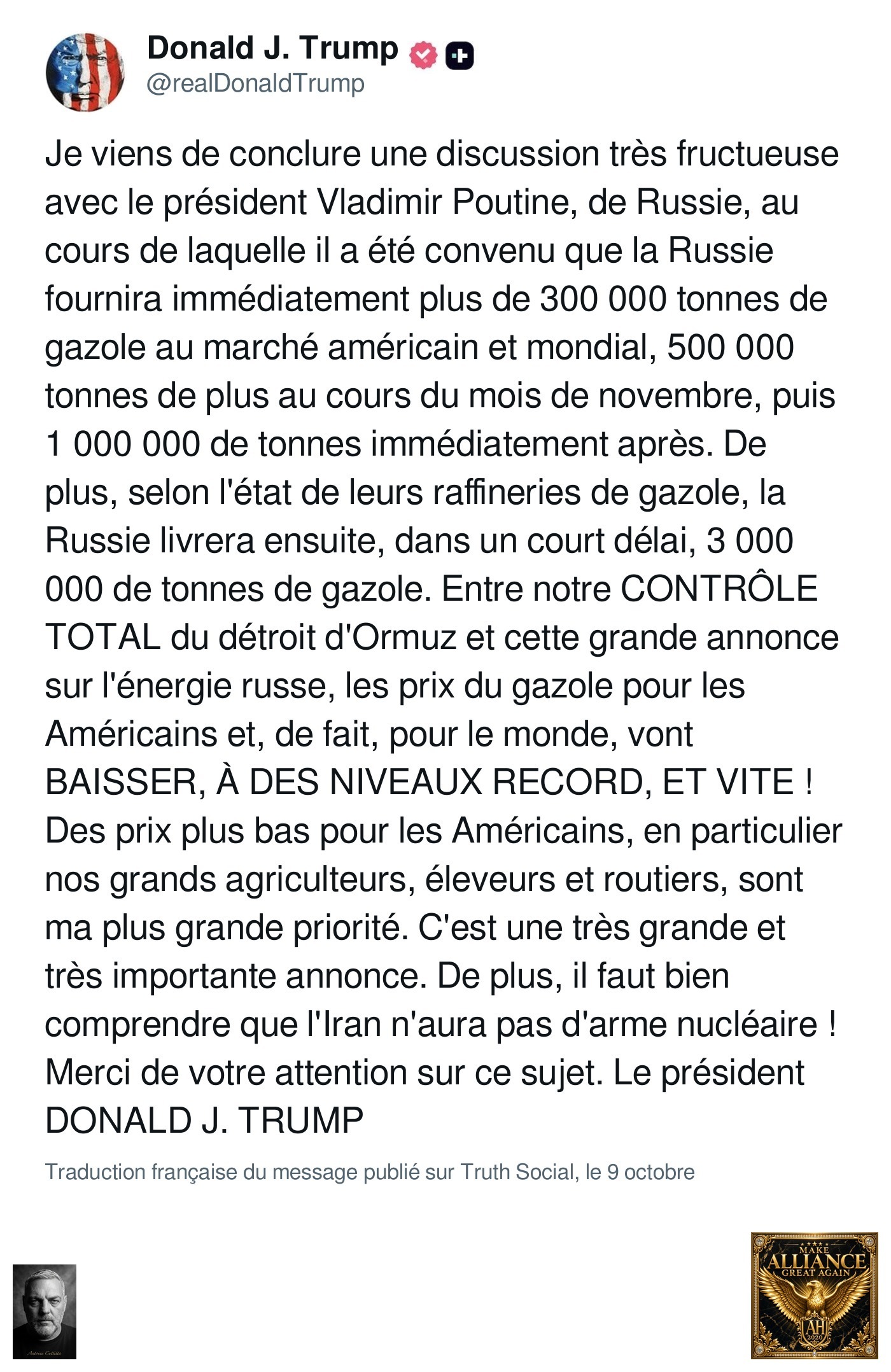 COUP DE POIGNARD POUR L'UKRAINE ET POUR L'EUROPE